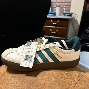 adidas Cream and Dark Green Court Sneaker